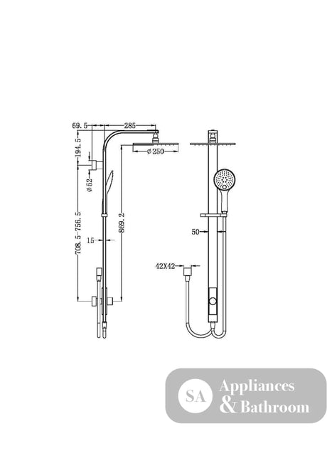 Nero Astra Rain Round Shower Set Double Hose Chrome NR281305BCH - Twin Showers