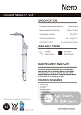 Nero Astra Rain Round Shower Set Single Hose Matte Black NR281305AMB - Twin Showers