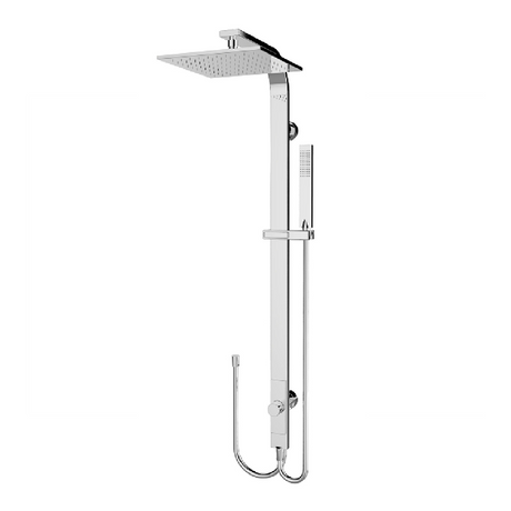 Nero Astra Rain Square Shower Set Double Hose Chrome NR281305DCH - Twin Showers