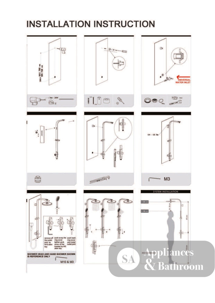 Nero Astra Rain Square Shower Set Double Hose Chrome NR281305DCH - Twin Showers