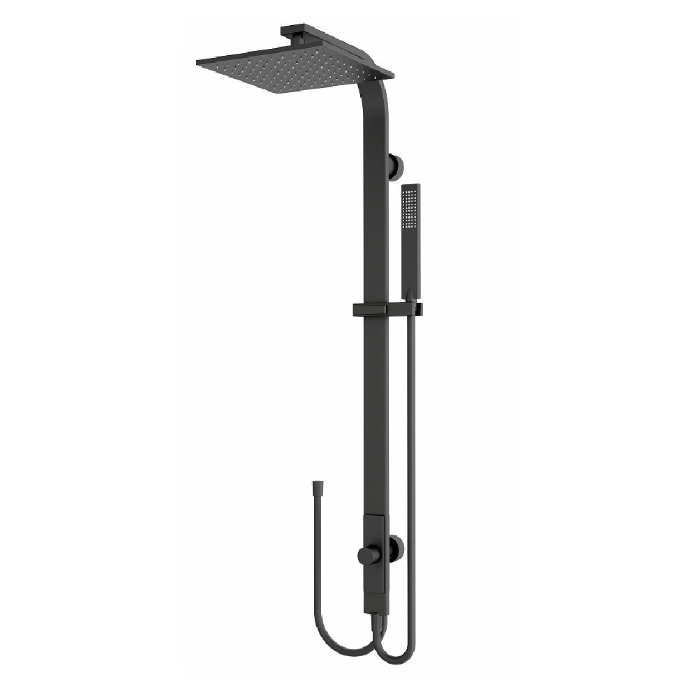 Nero Astra Rain Square Shower Set Double Hose Matte Black NR281305DMB - Twin Showers