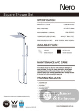 Nero Astra Rain Square Shower Set Double Hose Matte Black NR281305DMB - Twin Showers