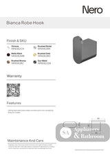 Nero Bianca Robe Hook Matte Black NR9082MB - Robe Hooks