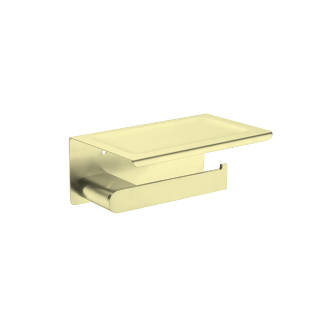 Nero Bianca Toilet Roll Holder with Phone Holder Brushed Gold NR9086ABG - TOILET ROLL HOLDERS