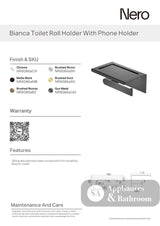 Nero Bianca Toilet Roll Holder with Phone Holder Chrome NR9086ACH - TOILET ROLL HOLDERS