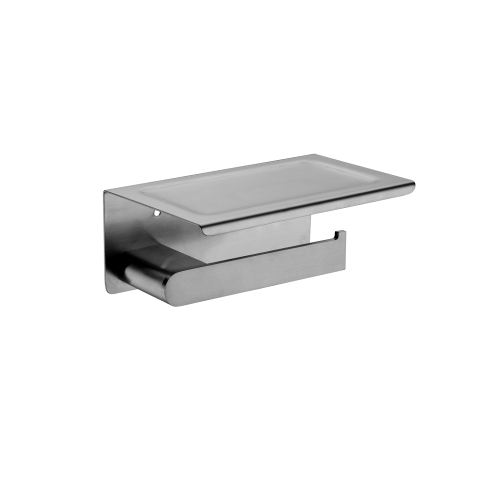 Nero Bianca Toilet Roll Holder with Phone Holder Gun Metal NR9086AGM - TOILET ROLL HOLDERS