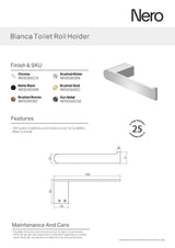 Nero Bianca Toilet Roll Holder Matte Black NR9086MB