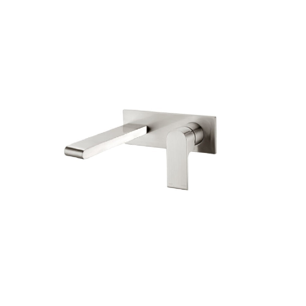 Nero Bianca Wall Basin/Bath Mixer 187mm Brushed Nickel NR321510ABN - Wall Mixers & Spouts