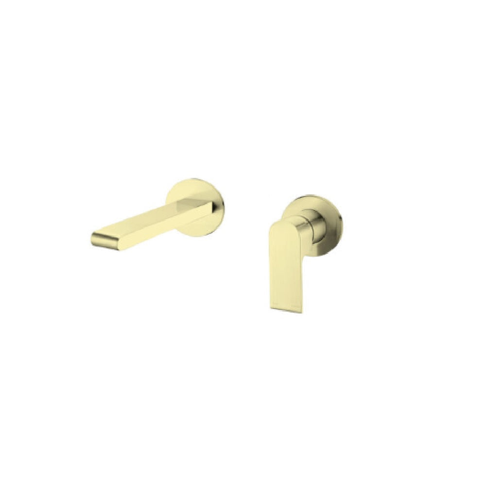 Nero Bianca Wall Basin/Bath Mixer 187mm Separate Back Plate Brushed Gold NR321510EBG - Wall Mixers & Spouts