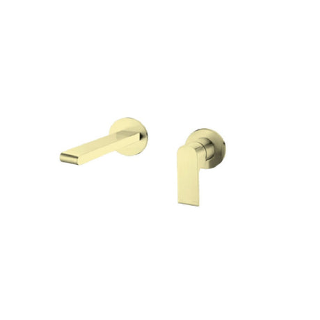 Nero Bianca Wall Basin/Bath Mixer 187mm Separate Back Plate Brushed Gold NR321510EBG - Wall Mixers & Spouts