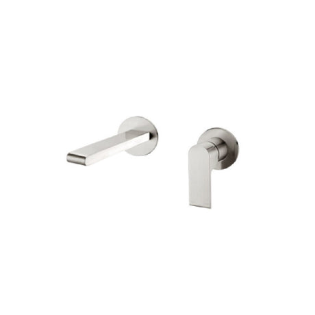 Nero Bianca Wall Basin/Bath Mixer 187mm Separate Back Plate Brushed Nickel NR321510EBN - Wall Mixers & Spouts