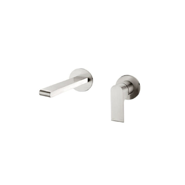 Nero Bianca Wall Basin/Bath Mixer 187mm Separate Back Plate Brushed Nickel NR321510EBN - Wall Mixers & Spouts
