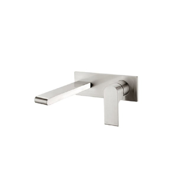Nero Bianca Wall Basin/Bath Mixer 230mm Brushed Nickel NR321510BBN - Wall Mixers & Spouts