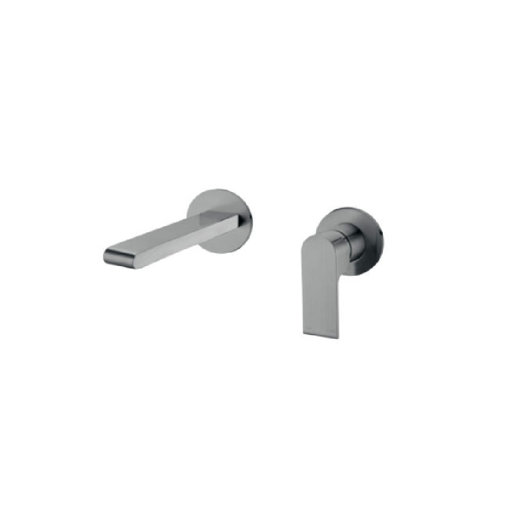 Nero Bianca Wall Basin/Bath Mixer 230mm Separate Back Plate Gun Metal NR321510FGM - Wall Mixers & Spouts