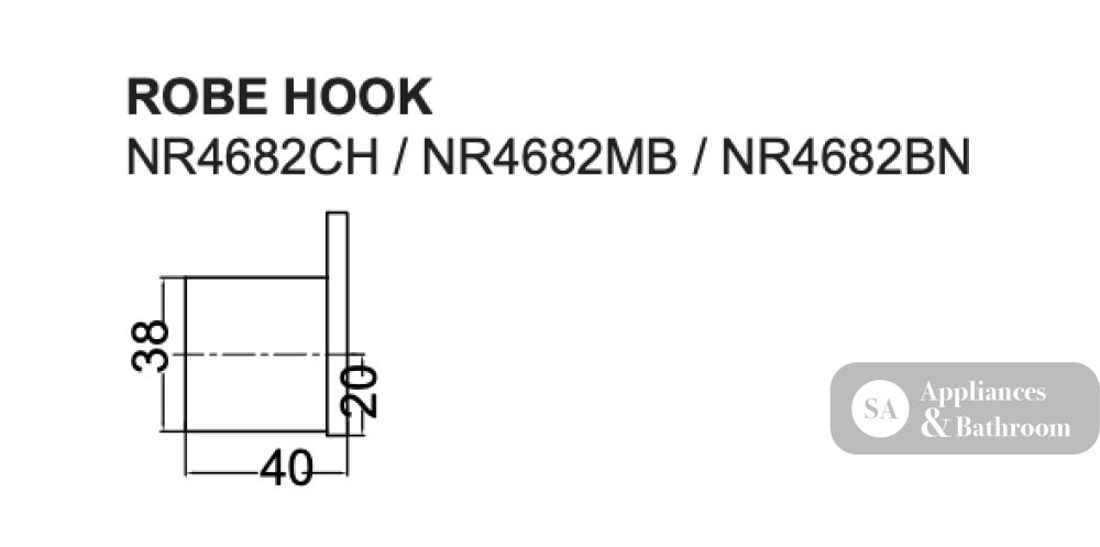 Nero Celia Robe Hook Brushed Nickel NR4682BN - Robe Hooks