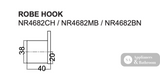 Nero Celia Robe Hook Matte Black NR4682MB - Robe Hooks