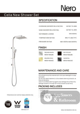 Nero Celia Shower Set Square Head Brushed Gold NR301505CBG - Twin Showers
