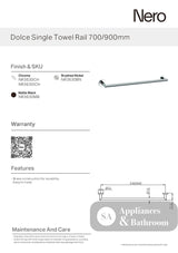 Nero Dolce 900mm Double Towel Rail Chrome NR3630dlCH - Accessories