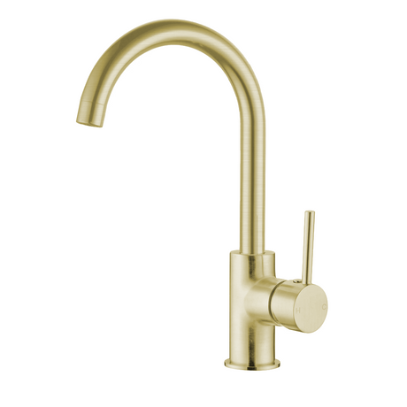 Nero Dolce Gooseneck Kitchen Mixer Brushed Gold NR250807BG - Kitchen Mixer Taps