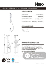 Nero Dolce Rain Shower Rail With Slim Hand Shower Chrome NR311CH - Rail Showers