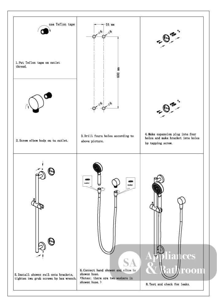 Nero Dolce Rain Shower Rail With Slim Hand Shower Chrome NR311CH - Rail Showers