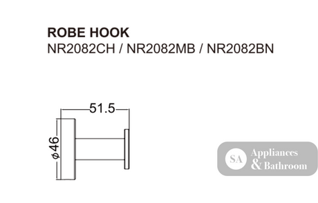 Nero Dolce Robe Hook Matte Black NR2082MB - Robe Hooks