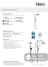 Nero Dolce Shower Set Brushed Nickel NR250805dBN - Twin Showers