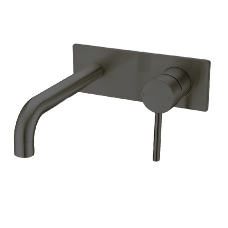 Nero Dolce Wall Basin/Bath Mixer W/Plate 215mm Spout Gunmetal NR250810BGM - Wall Mixers & Spouts