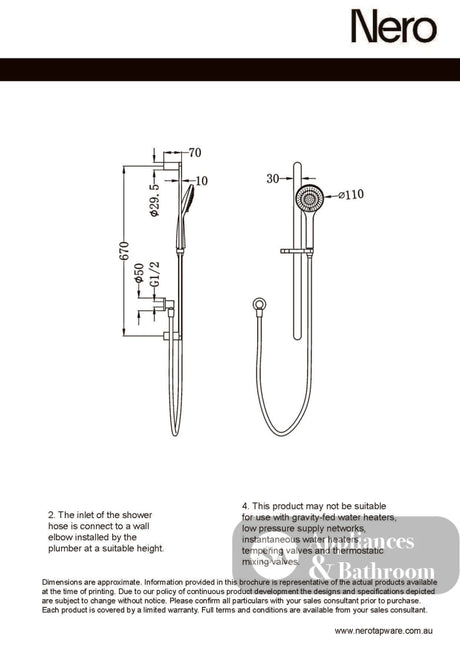 Nero Ecco Shower Rail With Air Shower Brushed Nickel NR30802BN - Rail Showers