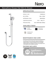 Nero Ecco Shower Rail With Air Shower Matte Black NR30802MB - Rail Showers