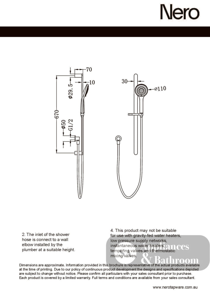 Nero Ecco Shower Rail With Air Shower Matte Black NR30802MB - Rail Showers