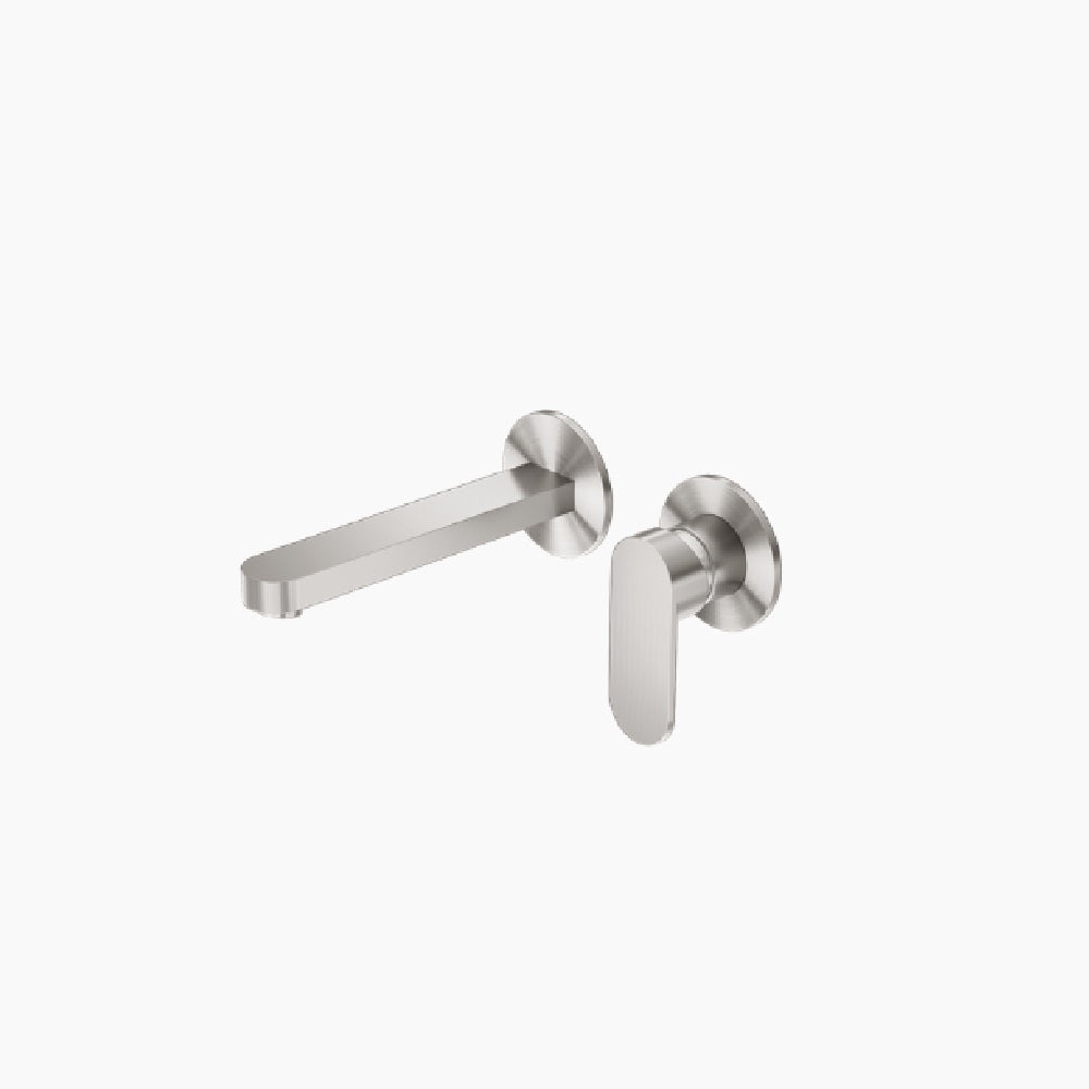 Nero Ecco Wall Basin/Bath Mixer Separate Back Plate Brushed Nickel NR301310BBN - Wall Mixers & Spouts