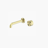 Nero Kara Progressive Wall Basin/Bath Mixer Separate Back Plate 120mm Brushed Gold NR271907a120BG - Wall Mixers & Spouts