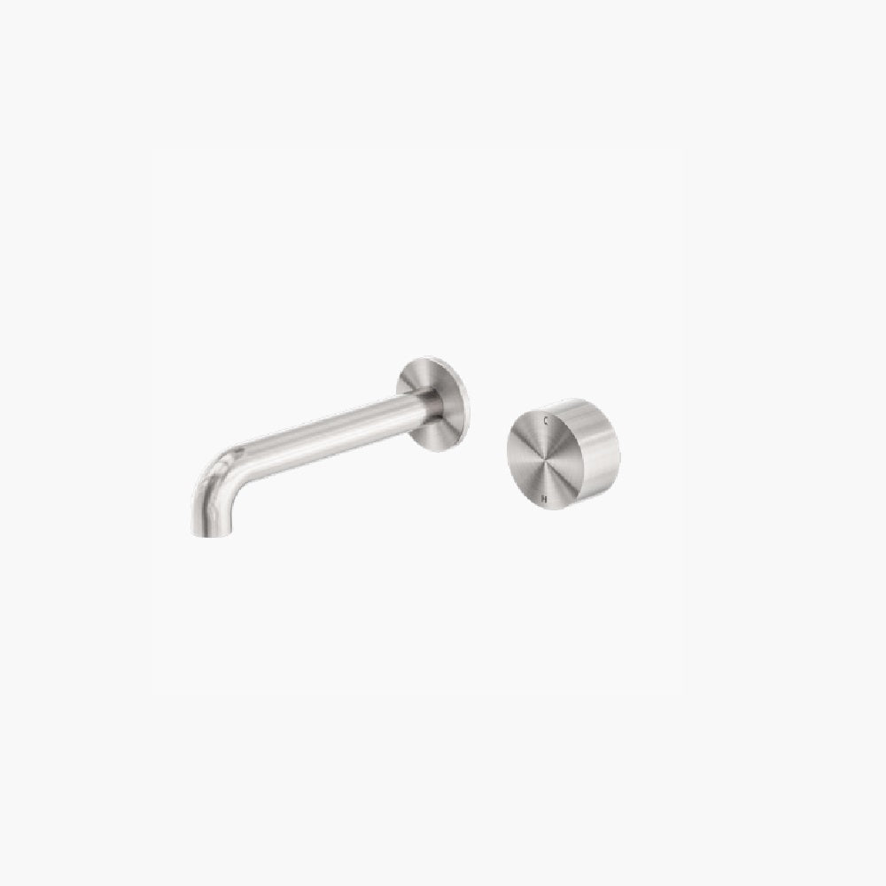 Nero Kara Progressive Wall Basin/Bath Mixer Separate Back Plate 120mm Brushed Nickel NR271907a120BN - Wall Mixers &