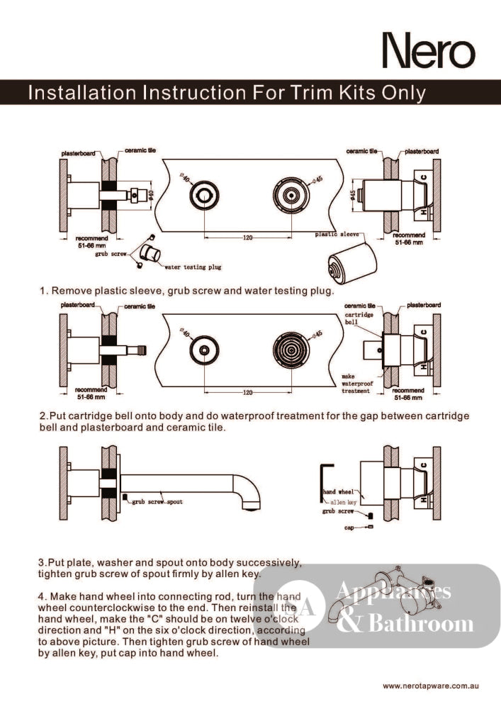 Nero Kara Progressive Wall Basin Set Mixer 120mm Spout Brushed Bronze NR271907a120BZ - Wall Mixers & Spouts