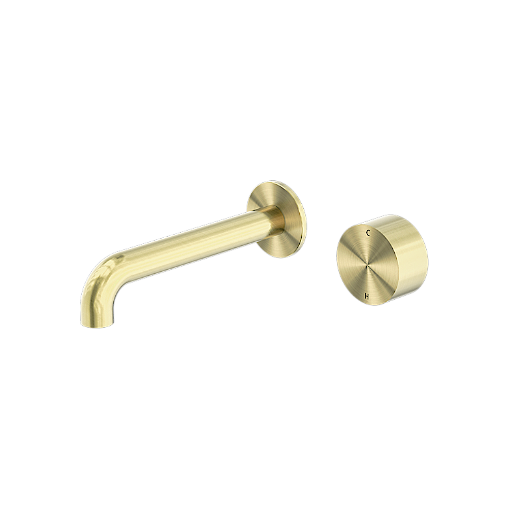 Nero Kara Progressive Wall Basin Set Mixer 160mm Spout Brushed Gold NR271907a160BG - Wall Mixers & Spouts
