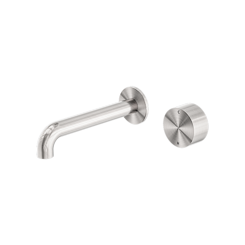 Nero Kara Progressive Wall Basin Set Mixer 160mm Spout Brushed Nickel NR271907a160BN - Wall Mixers & Spouts