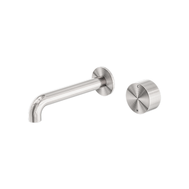 Nero Kara Progressive Wall Basin Set Mixer 160mm Spout Brushed Nickel NR271907a160BN - Wall Mixers & Spouts