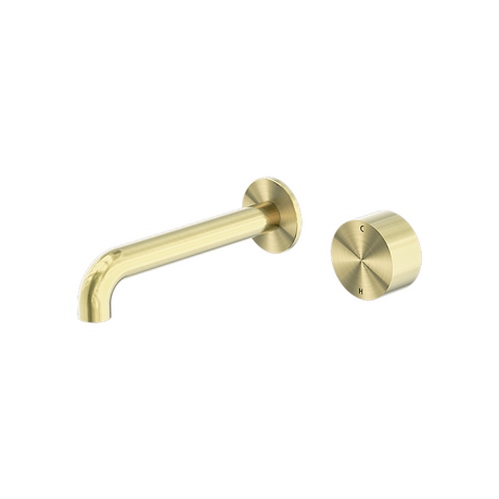 Nero Kara Progressive Wall Basin Set Mixer 185mm Spout Brushed Gold NR271907a185BG - Wall Mixers & Spouts