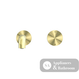 Nero Kara Progressive Wall Basin Set Mixer 185mm Spout Brushed Gold NR271907a185BG - Wall Mixers & Spouts