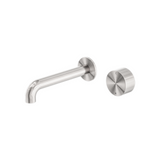 Nero Kara Progressive Wall Basin Set Mixer 185mm Spout Brushed Nickel NR271907a185BN - Wall Mixers & Spouts