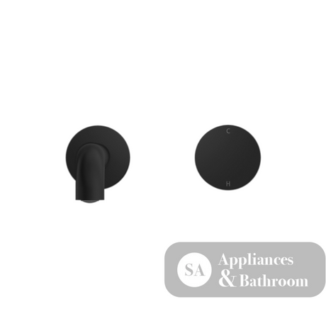 Nero Kara Progressive Wall Basin Set Mixer 185mm Spout Matte Black NR271907a185MB - Wall Mixers & Spouts