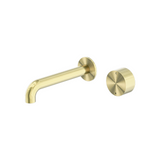 Nero Kara Progressive Wall Basin Set Mixer 230mm Spout Brushed Gold NR271907a230BG - Wall Mixers & Spouts