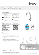 Nero Mecca 3 Way Filtered Mixer Tap Brushed Bronze NR221907EBZ - 3 in 1 Mixers