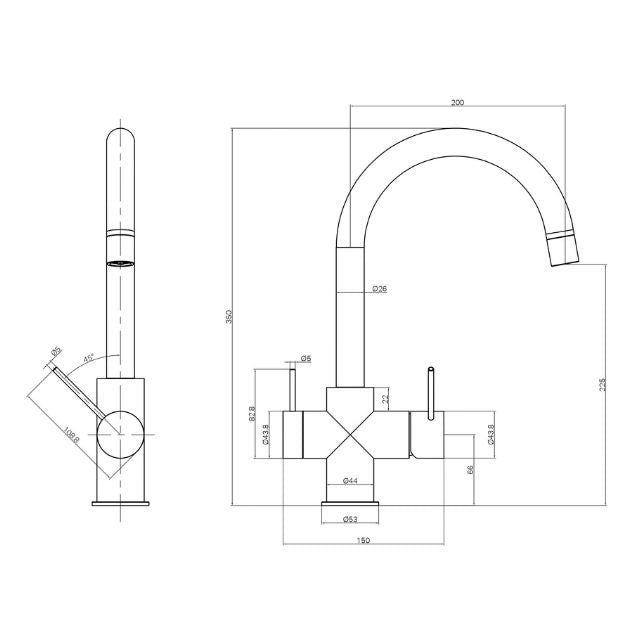 Nero Mecca 3 Way Filtered Mixer Tap Chrome, NR221907ECH