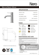 Nero Mecca Basin Mixer Matte White NR221901MW - Basin Mixers