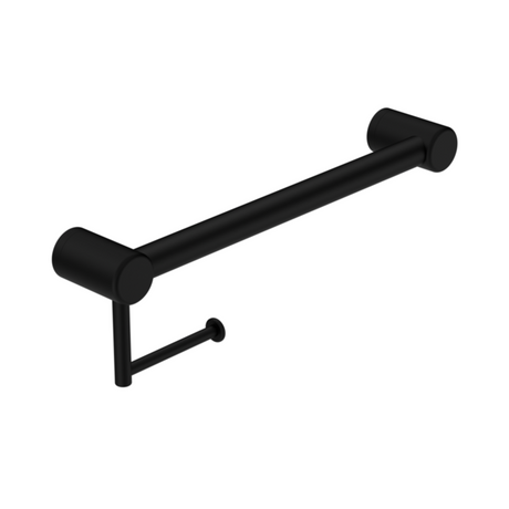 Nero Mecca Care 32mm Grab Rail With Toilet Roll Holder 450mm Matte Black NRCR3218AMB - TOILET ROLL HOLDERS