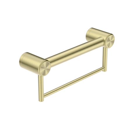 Nero Mecca Care 32mm Grab Rail With Towel Holder 300mm Brushed Gold NRCR3212BBG - Towel Rails