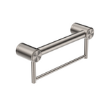 Nero Mecca Care 32mm Grab Rail With Towel Holder 300mm Brushed Nickel NRCR3212BBN - Towel Rails