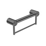 Nero Mecca Care 32mm Grab Rail With Towel Holder 300mm Gun Metal NRCR3212BGM - Towel Rails